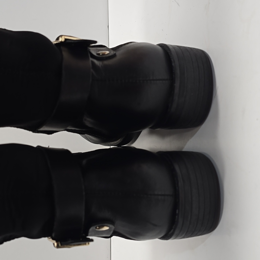 {Kenneth Cole} Reaction Kent Space Bucklr Leather Tall Boots - Black - 9.5 - Picture 8 of 12
